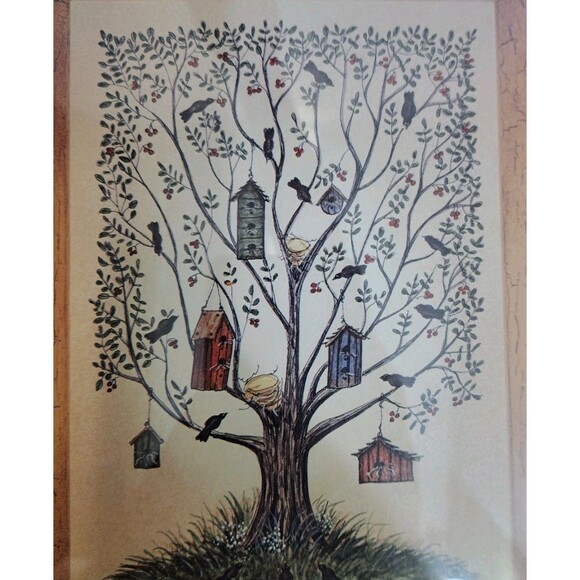 Vintage Primitive Framed Folk Art Print By Anne Scott Wood Frame 13"X11" - Picture 6 of 6